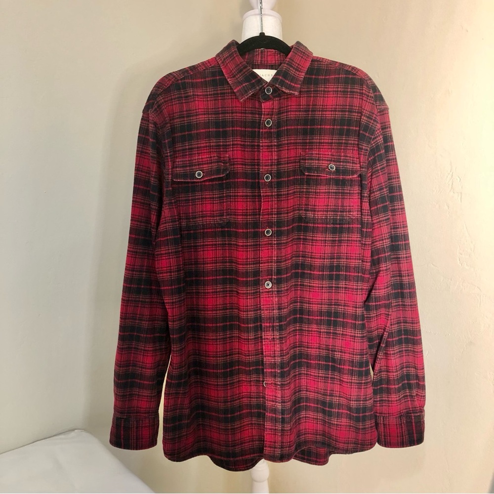 JACHS Heavyweight Flannel Cotton Red Black Plaid Shirt XL